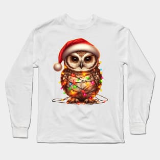 Owl Wrapped In Christmas Lights Long Sleeve T-Shirt